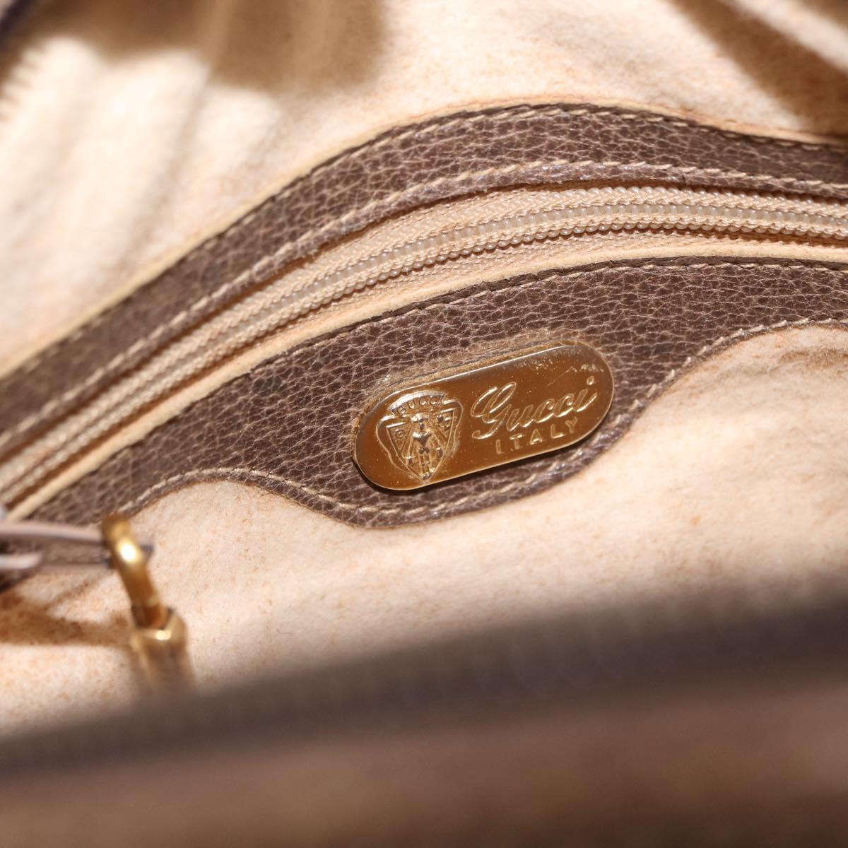 GUCCI GG Supreme Web Sherry Line Shoulder Bag PVC Beige Gold Auth bs32048