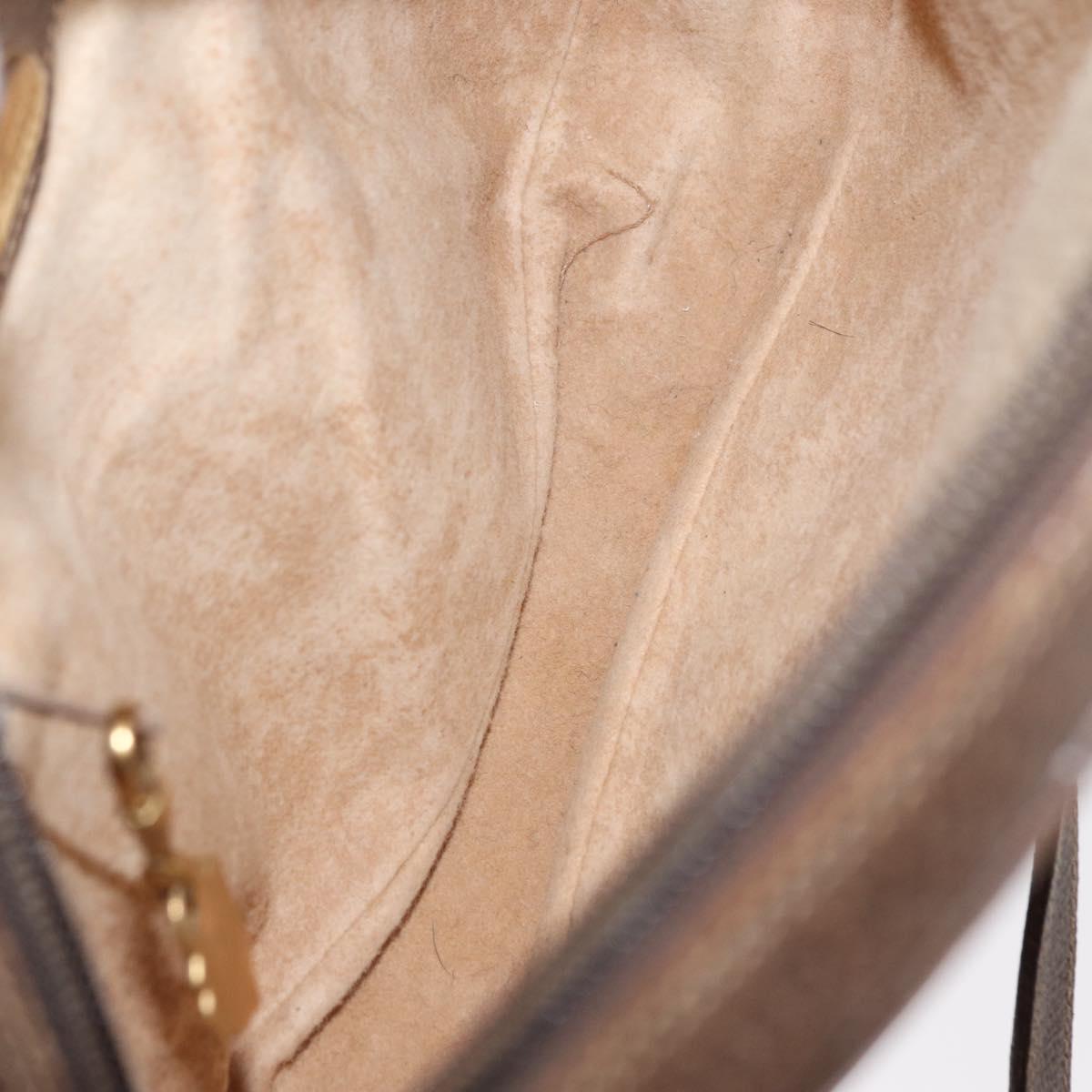 GUCCI GG Supreme Web Sherry Line Shoulder Bag PVC Beige Gold Auth bs32048