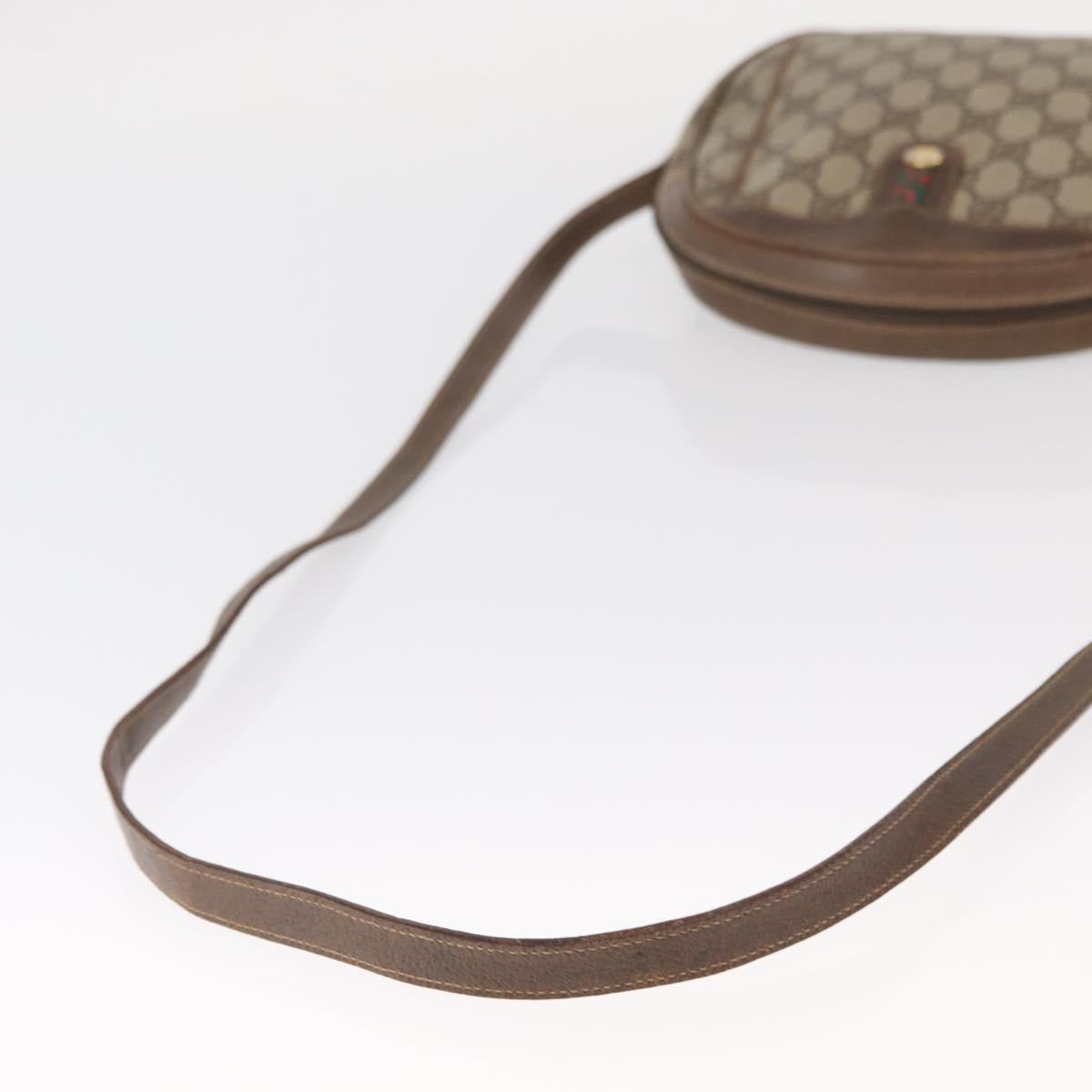 GUCCI GG Supreme Web Sherry Line Shoulder Bag PVC Beige Gold Auth bs32048