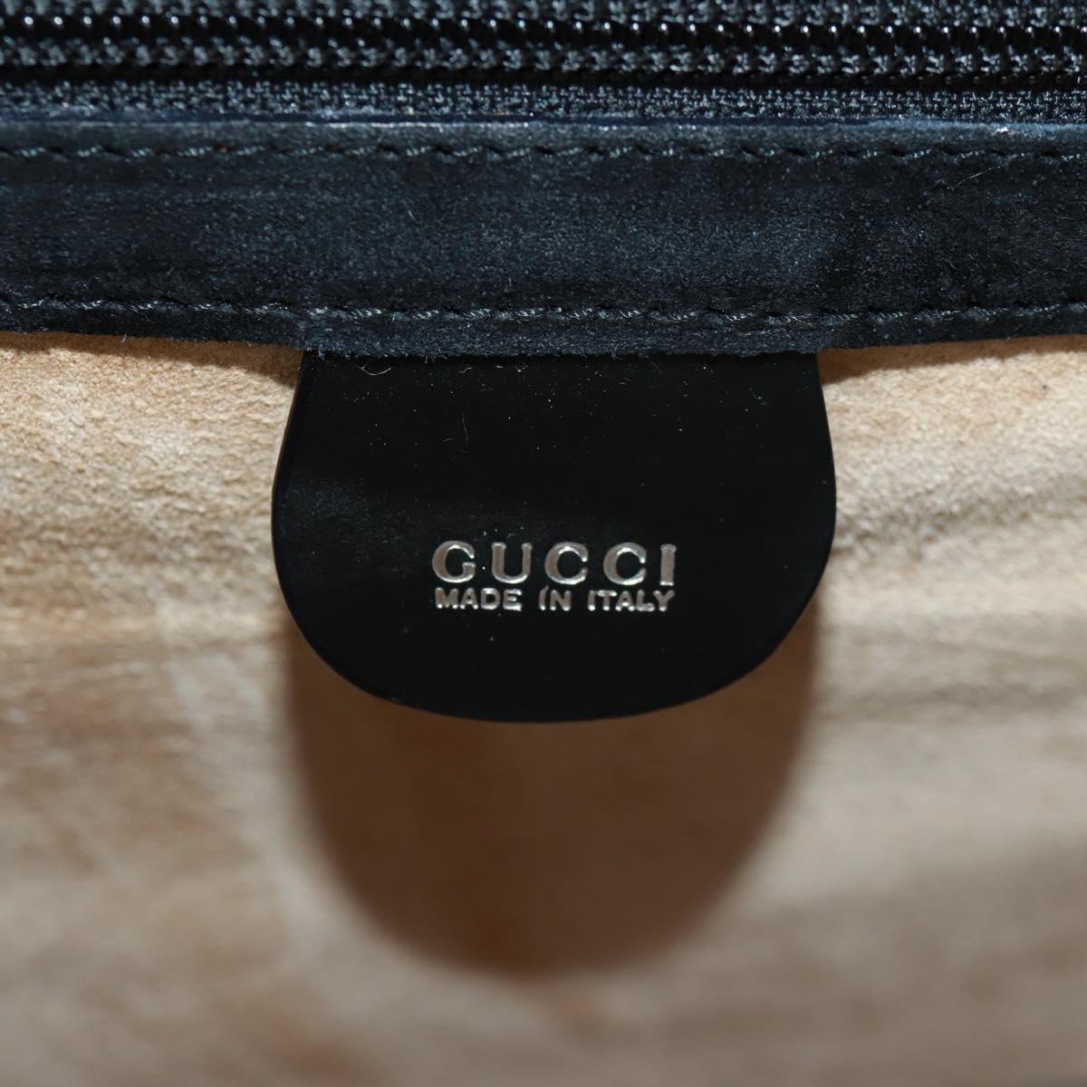 GUCCI Bamboo Hand Bag Enamel 2way Black Gold 015 1046 3304 Auth bs32052