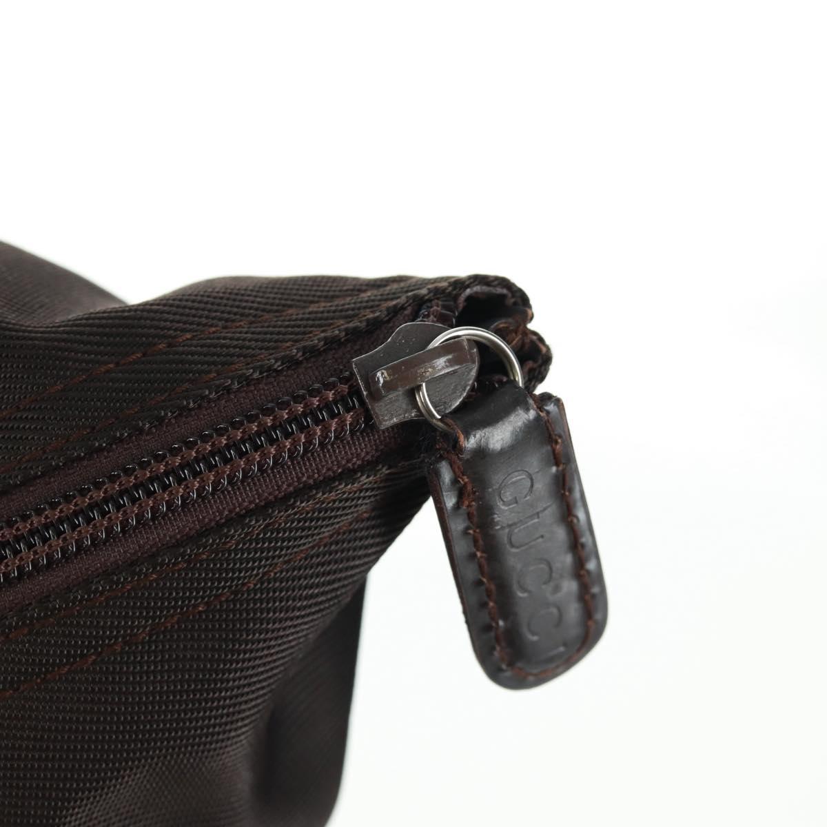 GUCCI Bamboo Hand Bag Nylon Brown Silver 002 3754 0412 Auth bs32055