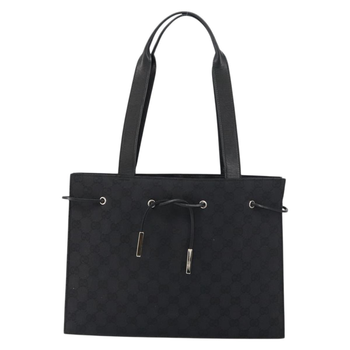 GUCCI GG Canvas Tote Bag Black Gold 002 1053 Auth bs32057