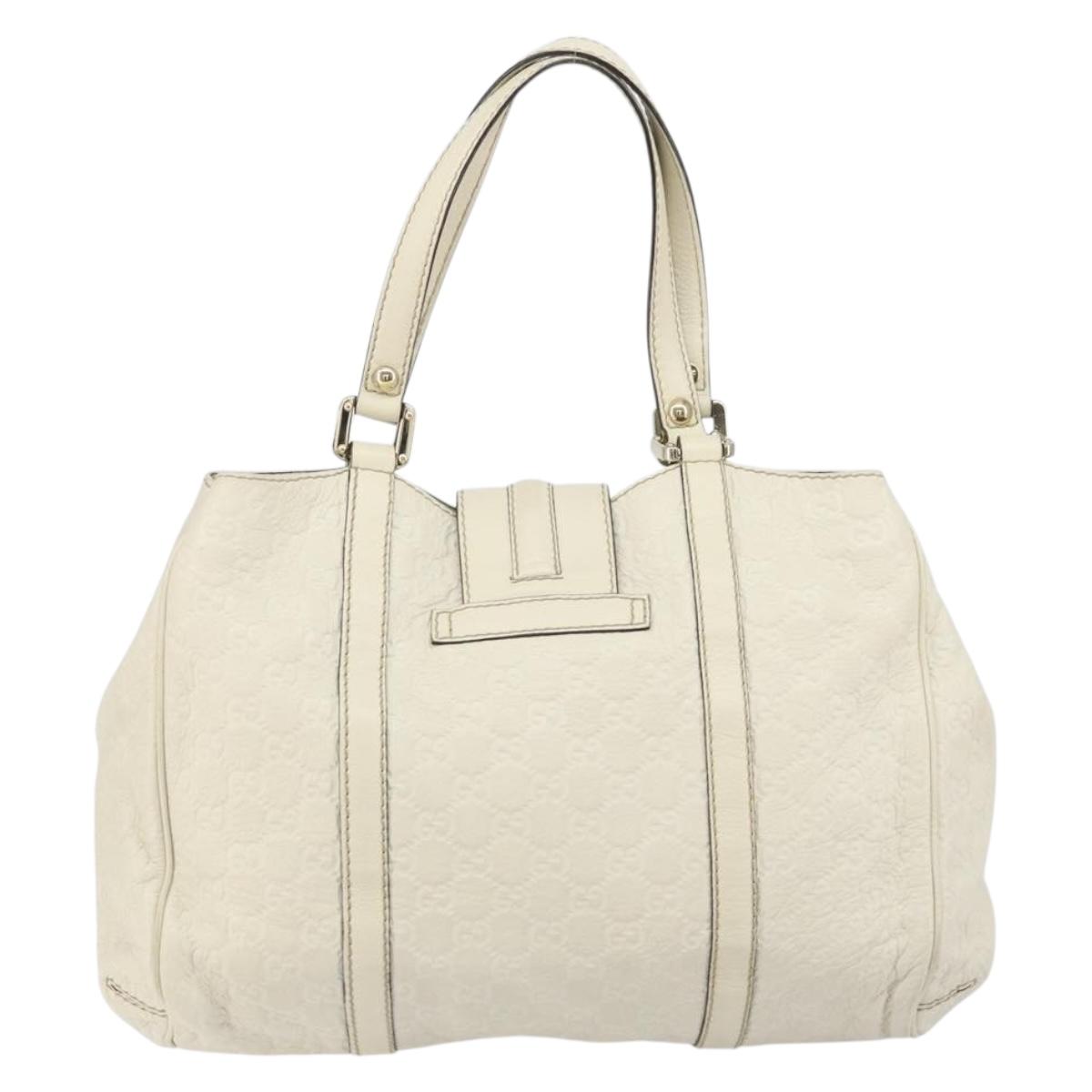 GUCCI GG Canvas Guccissima Guccissima Tote Bag Leather White Gold Auth bs32060