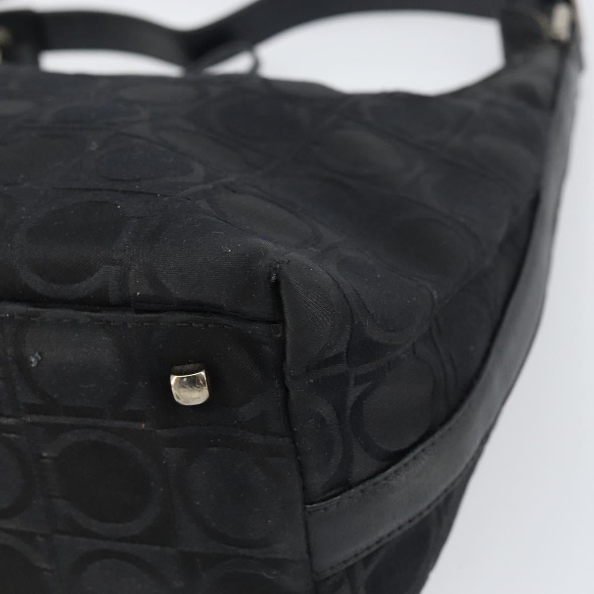 Salvatore Ferragamo Gancini Shoulder Bag Nylon Black Silver Auth bs32062