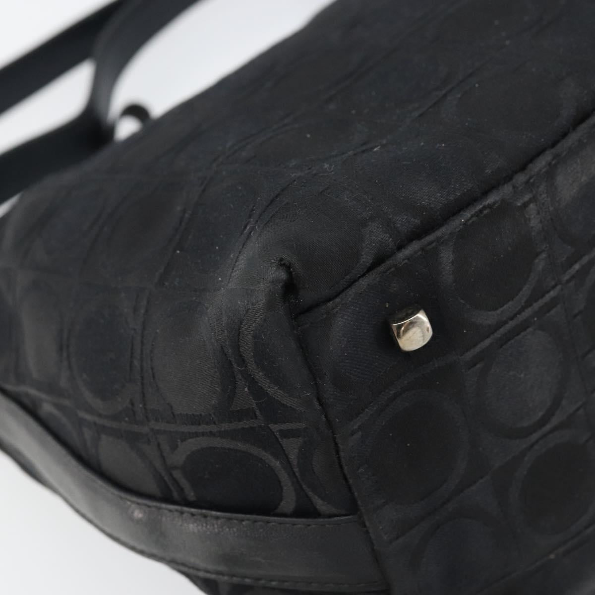 Salvatore Ferragamo Gancini Shoulder Bag Nylon Black Silver Auth bs32062