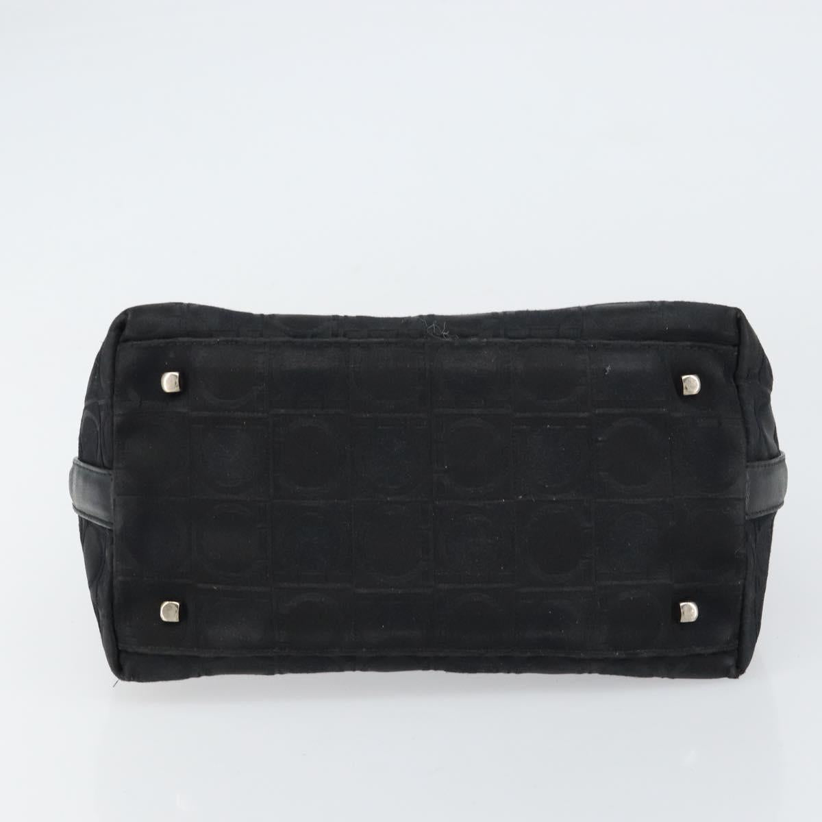Salvatore Ferragamo Gancini Shoulder Bag Nylon Black Silver Auth bs32062