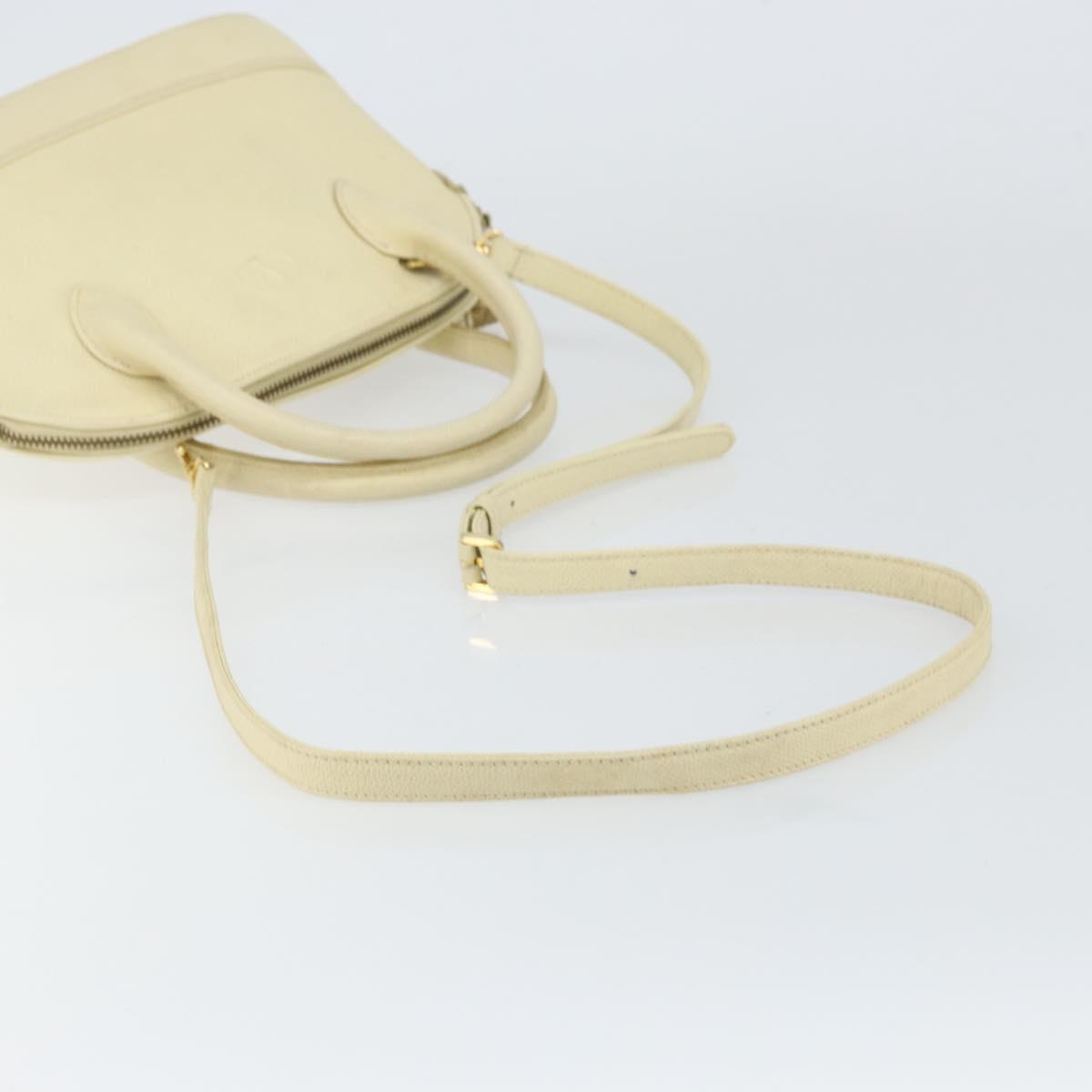 VALENTINO Hand Bag Leather 2way Beige Gold Auth bs32064
