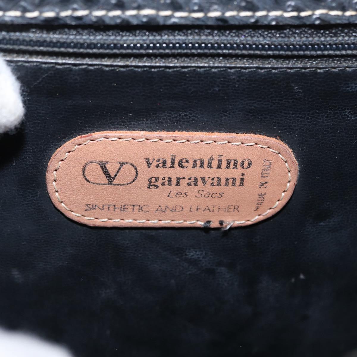 VALENTINO Shoulder Bag Leather Black Gold Auth bs32067