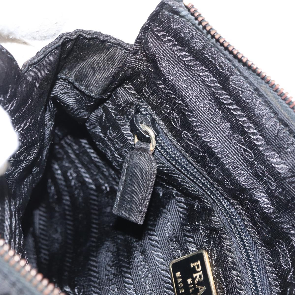 PRADA Chain Shoulder Bag Nylon Black Gold Auth bs32069