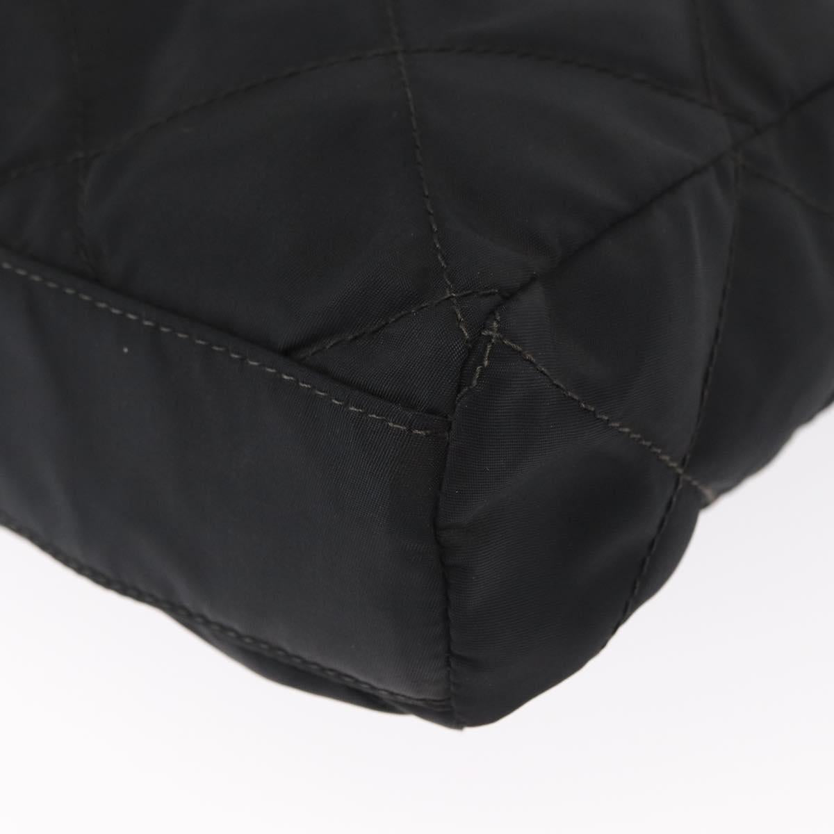 PRADA Chain Shoulder Bag Nylon Black Gold Auth bs32070