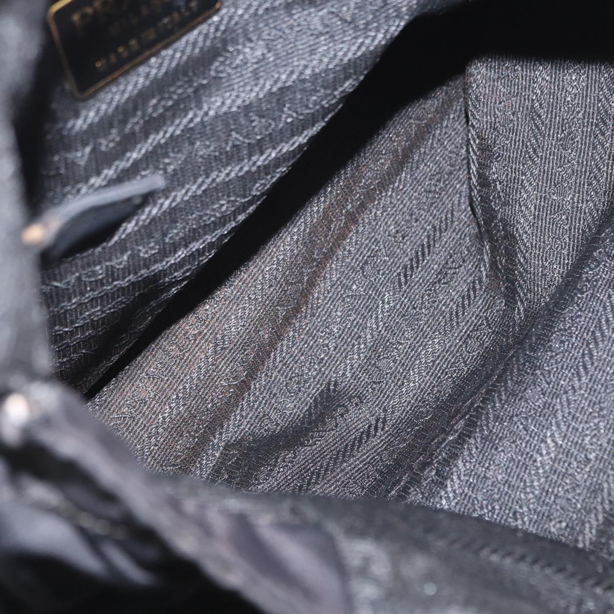 PRADA Chain Shoulder Bag Nylon Black Gold Auth bs32070