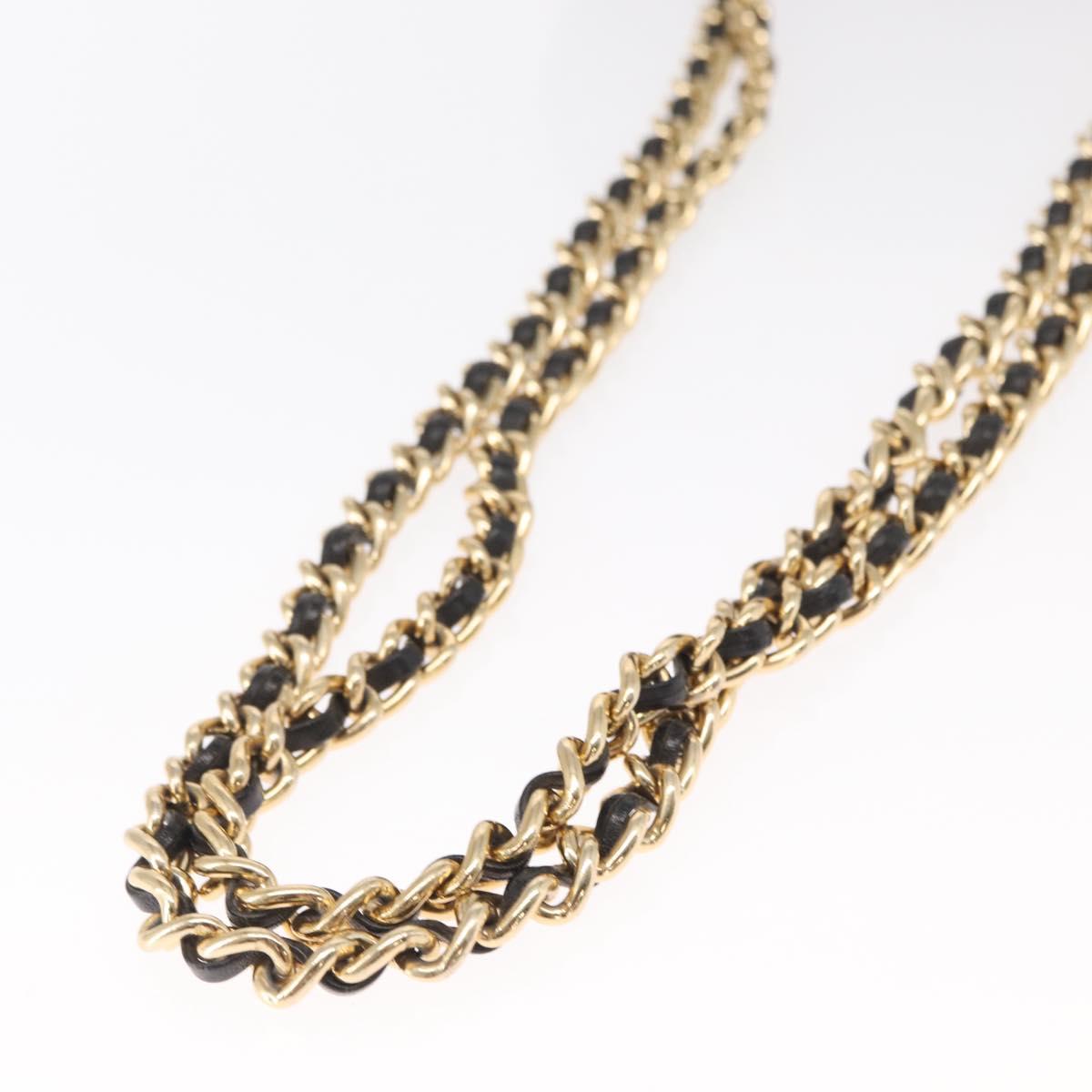 PRADA Chain Shoulder Bag Nylon Black Gold Auth bs32070