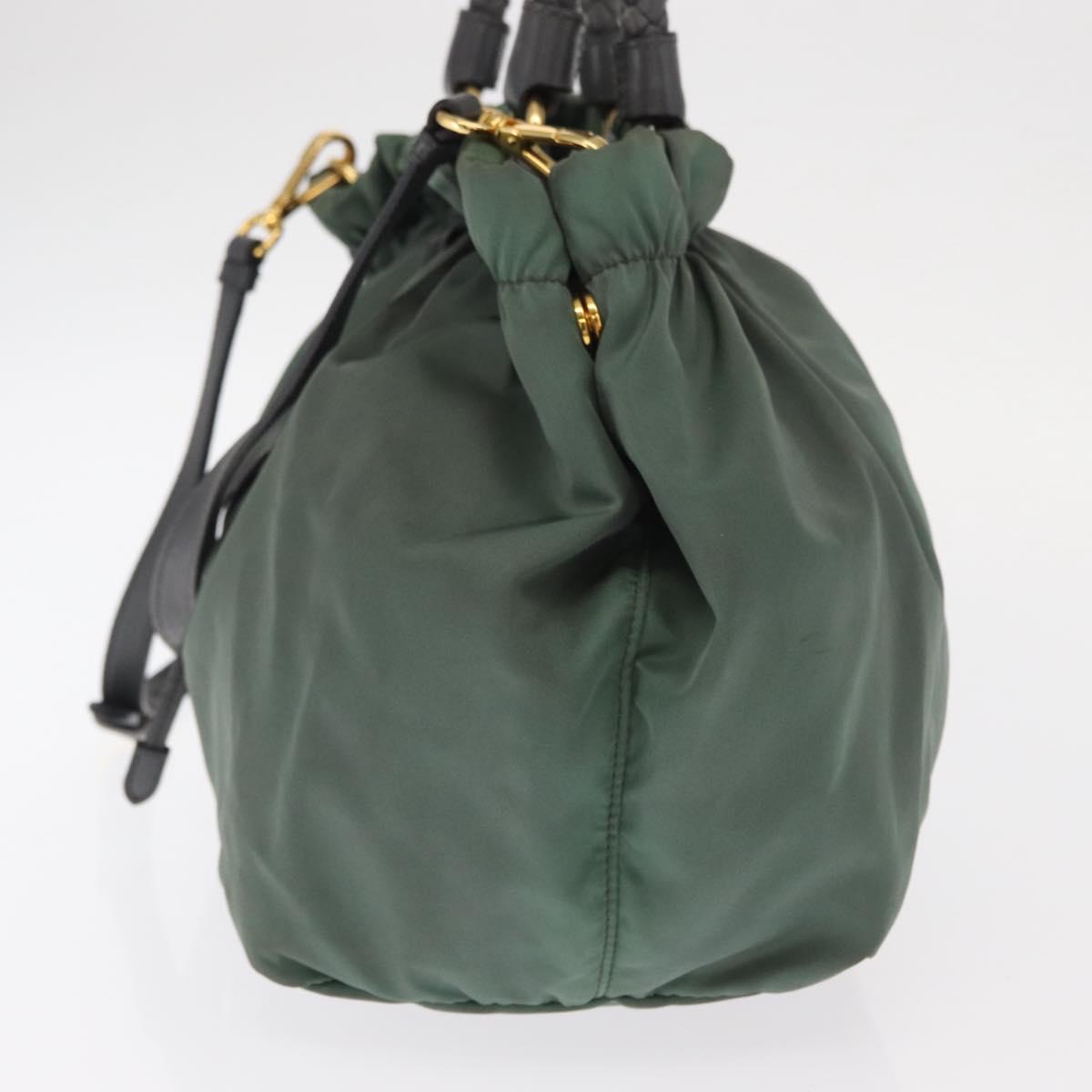 PRADA Tote Bag Nylon 2way Khaki Gold Auth bs32071