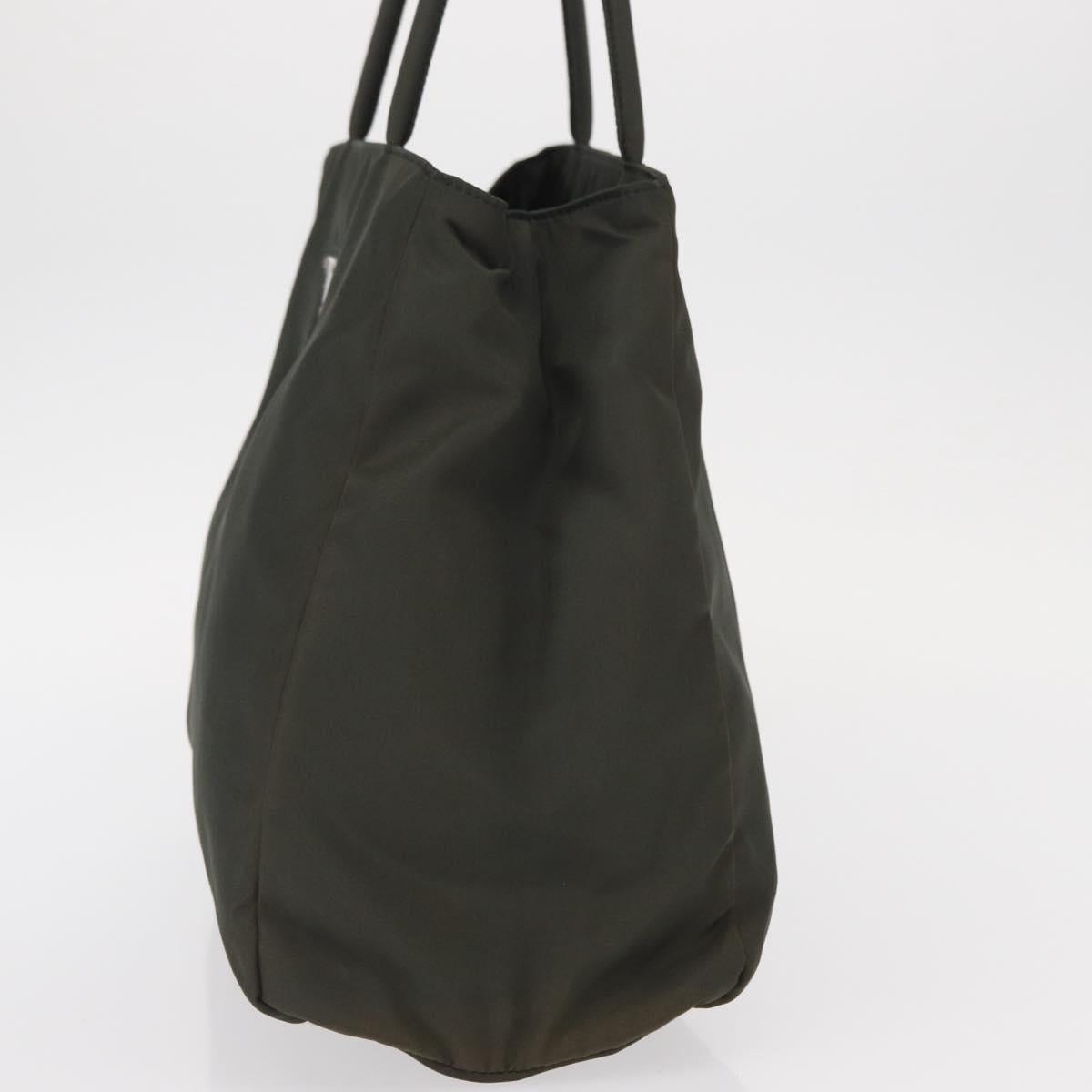 PRADA Tote Bag Nylon Khaki Silver Auth bs32072