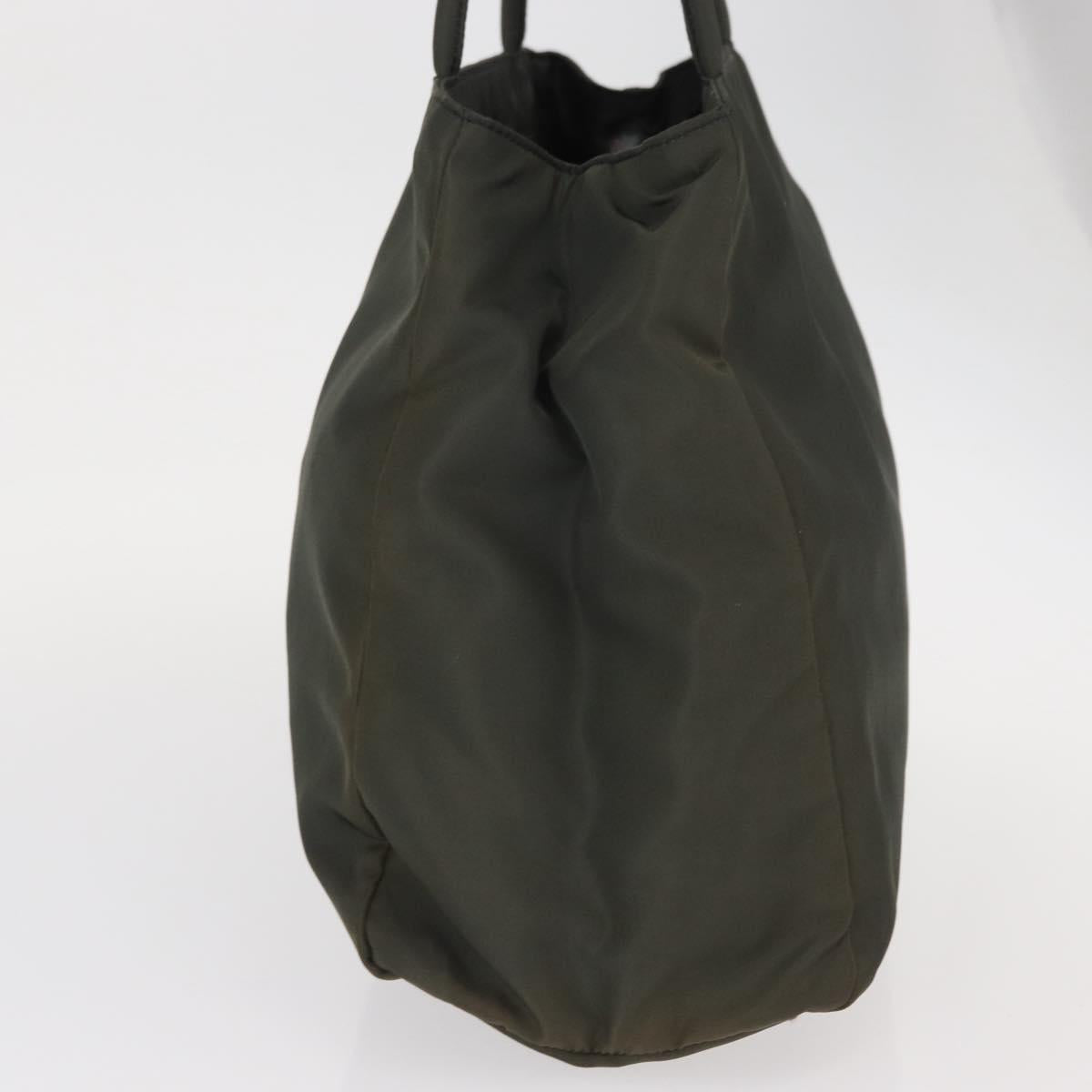 PRADA Tote Bag Nylon Khaki Silver Auth bs32072