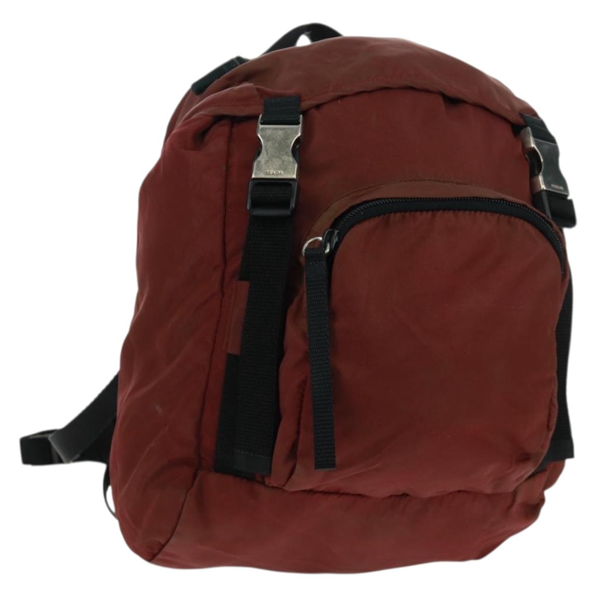PRADA Backpack Nylon Red Silver Auth bs32073