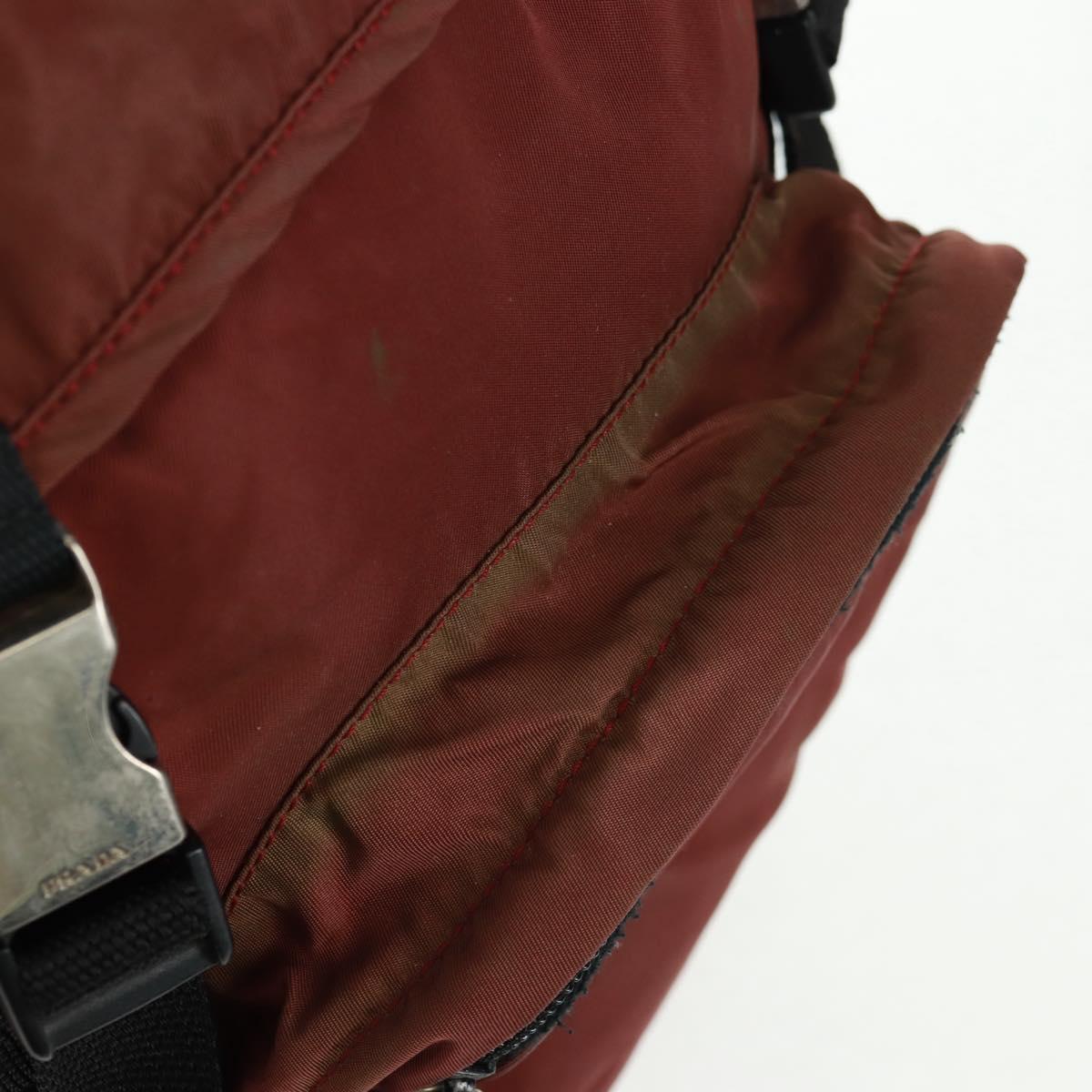 PRADA Backpack Nylon Red Silver Auth bs32073