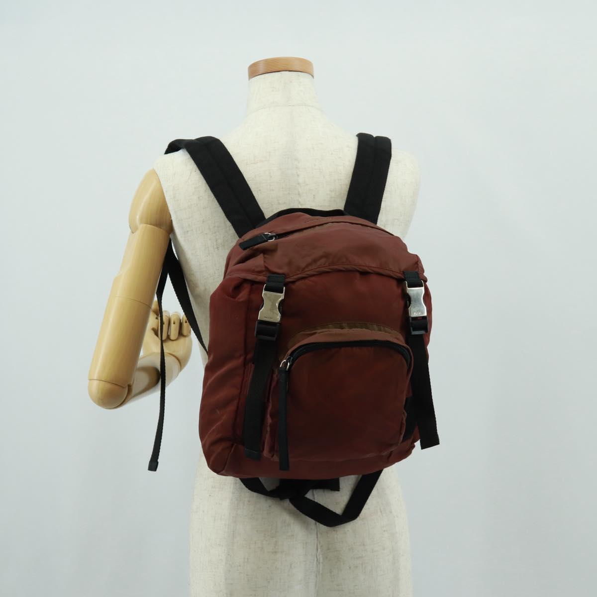 PRADA Backpack Nylon Red Silver Auth bs32073