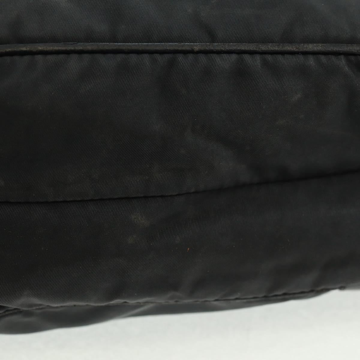 PRADA Shoulder Bag Nylon Leather Black Silver Auth bs32075