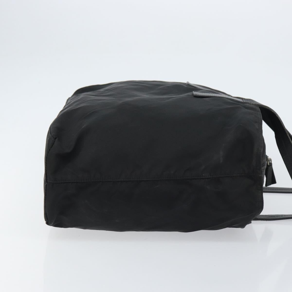 PRADA Tote Bag Nylon Black Silver Auth bs32076