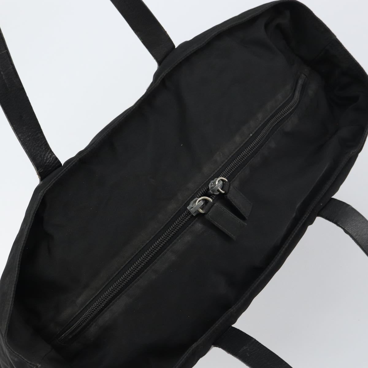 PRADA Tote Bag Nylon Black Silver Auth bs32076