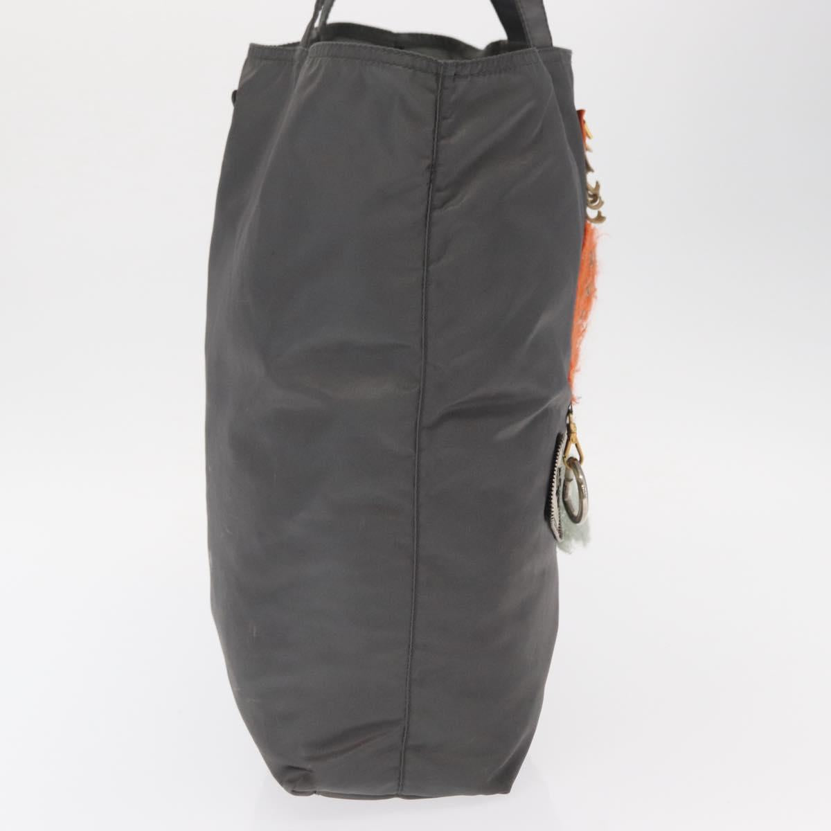 PRADA Tote Bag Nylon Gray Silver Auth bs32079