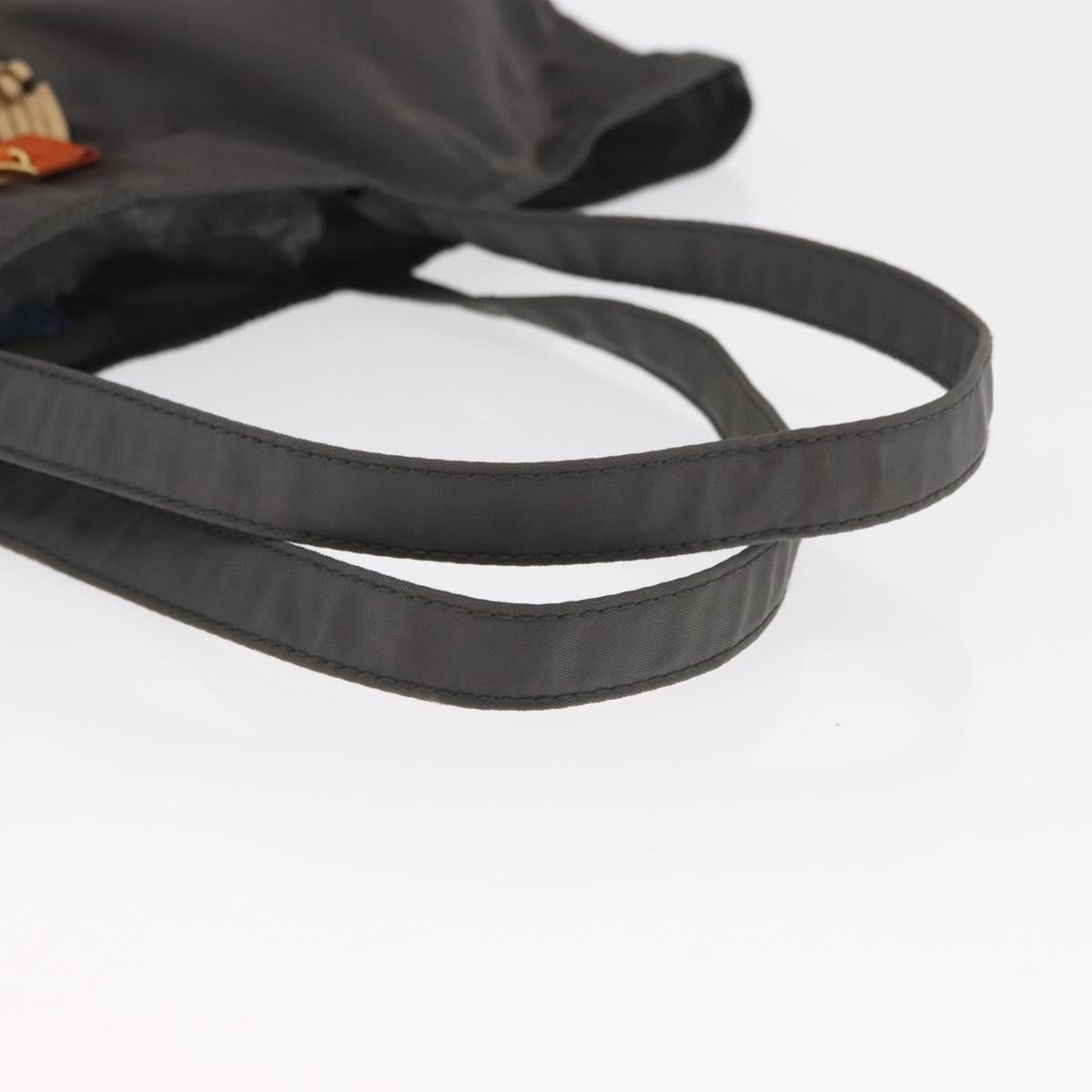 PRADA Tote Bag Nylon Gray Silver Auth bs32079