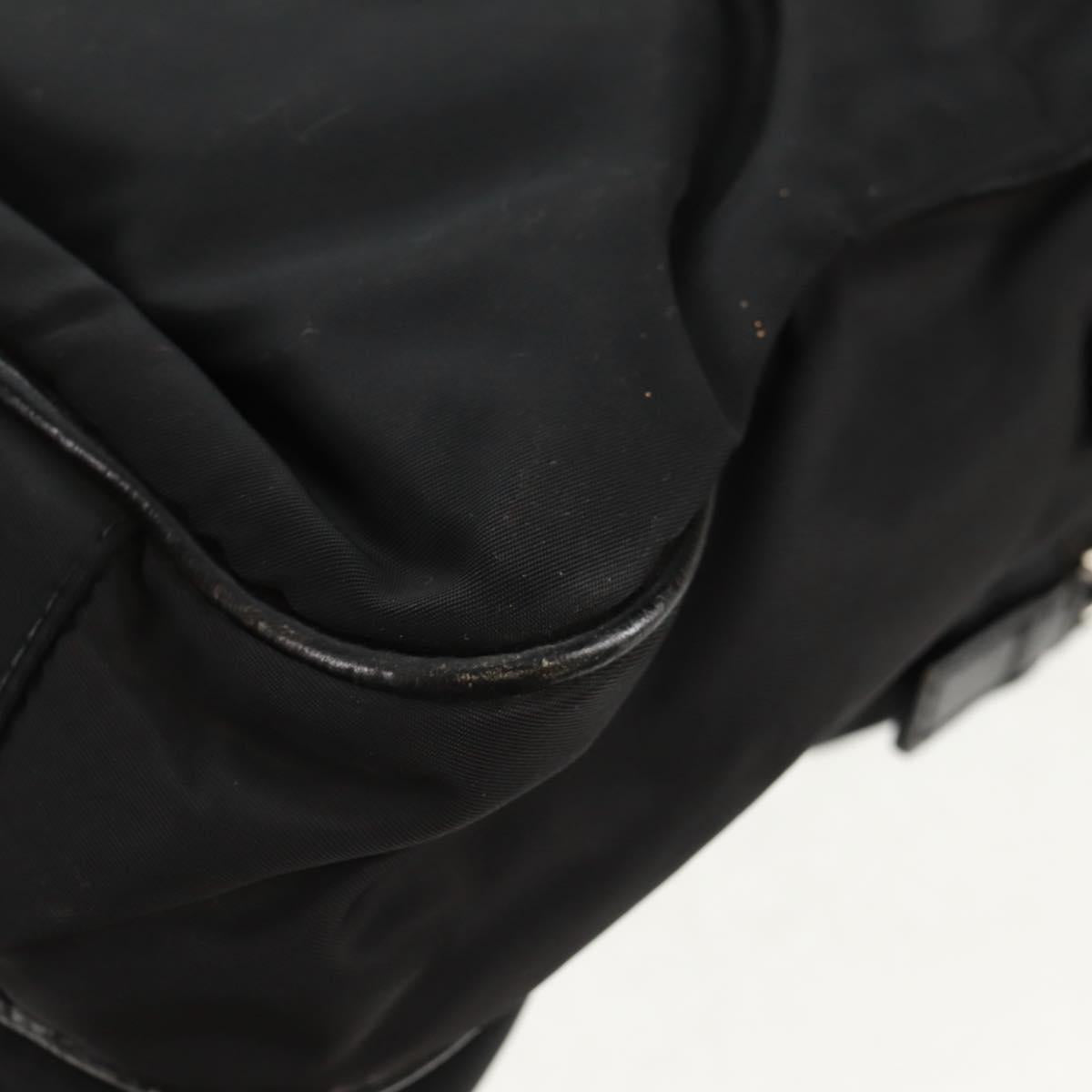 PRADA Hand Bag Nylon Leather Black Silver Auth bs32080