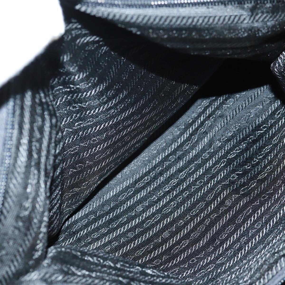 PRADA Hand Bag Nylon Leather Black Silver Auth bs32080