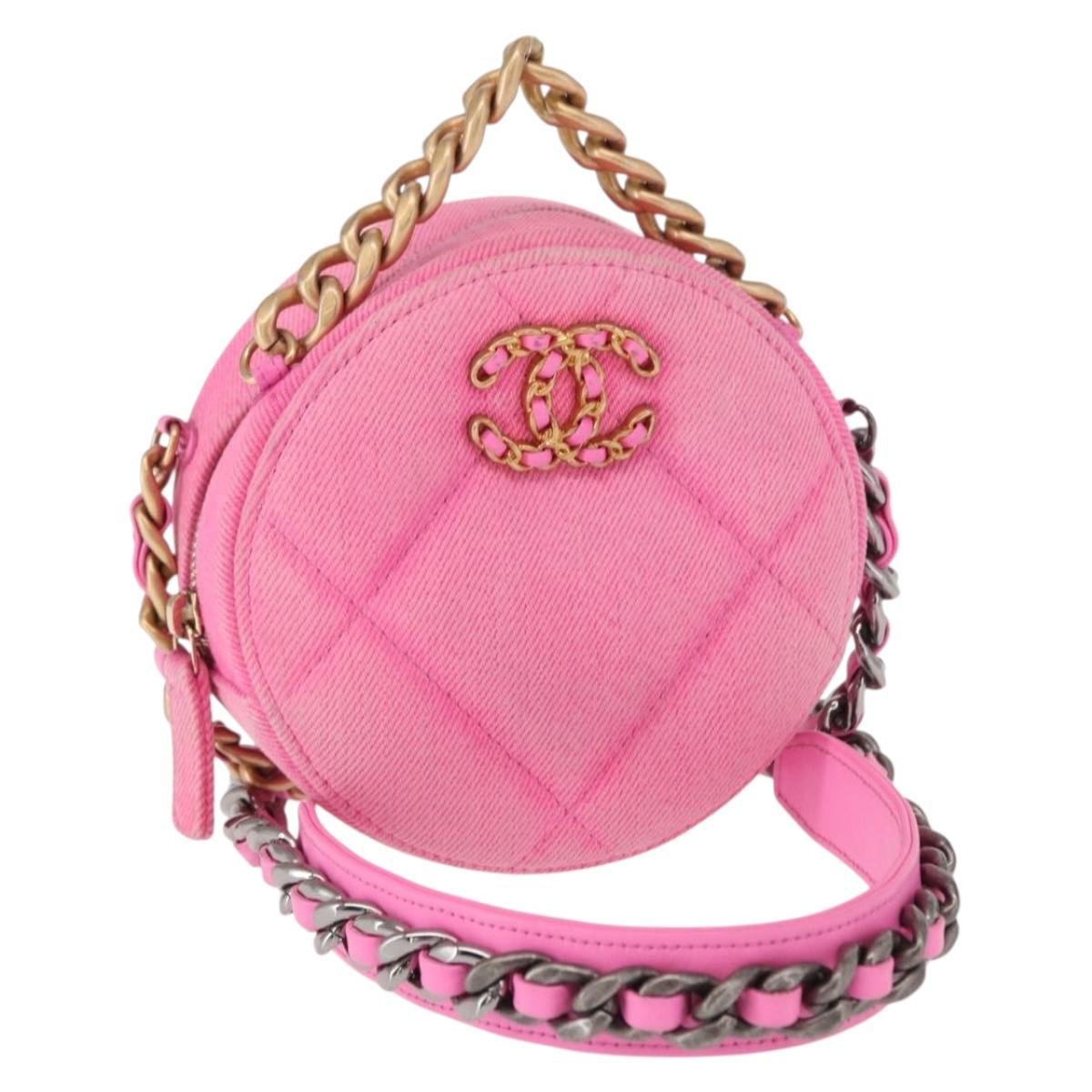 CHANEL Matelasse Chain Shoulder Bag Canvas Pink Gold CC Auth bs32090