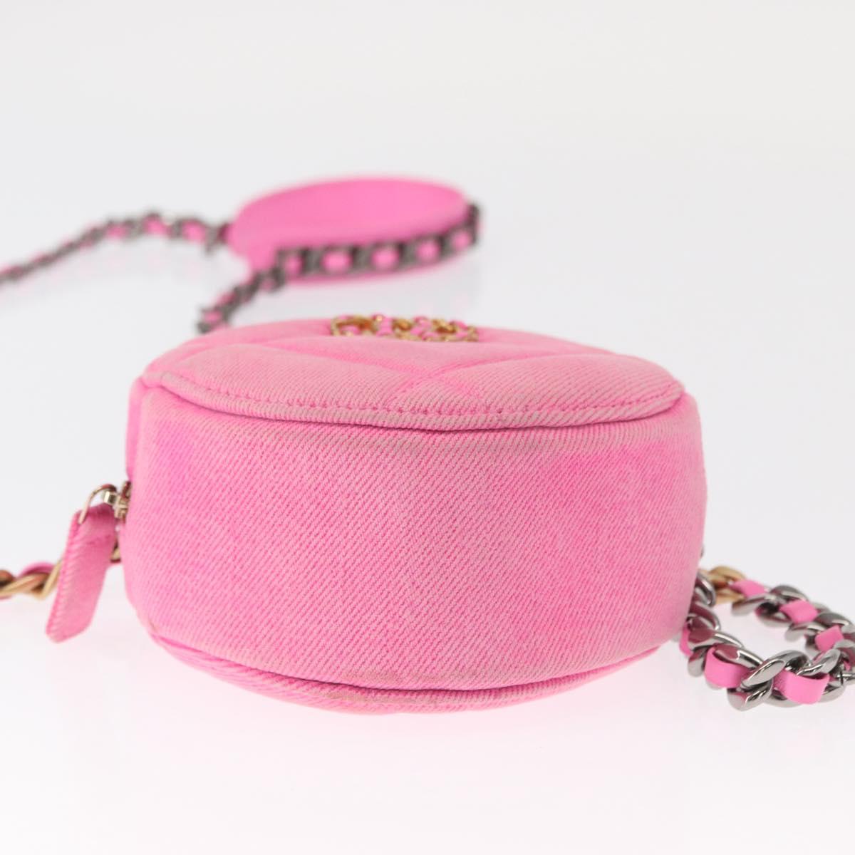 CHANEL Matelasse Chain Shoulder Bag Canvas Pink Gold CC Auth bs32090