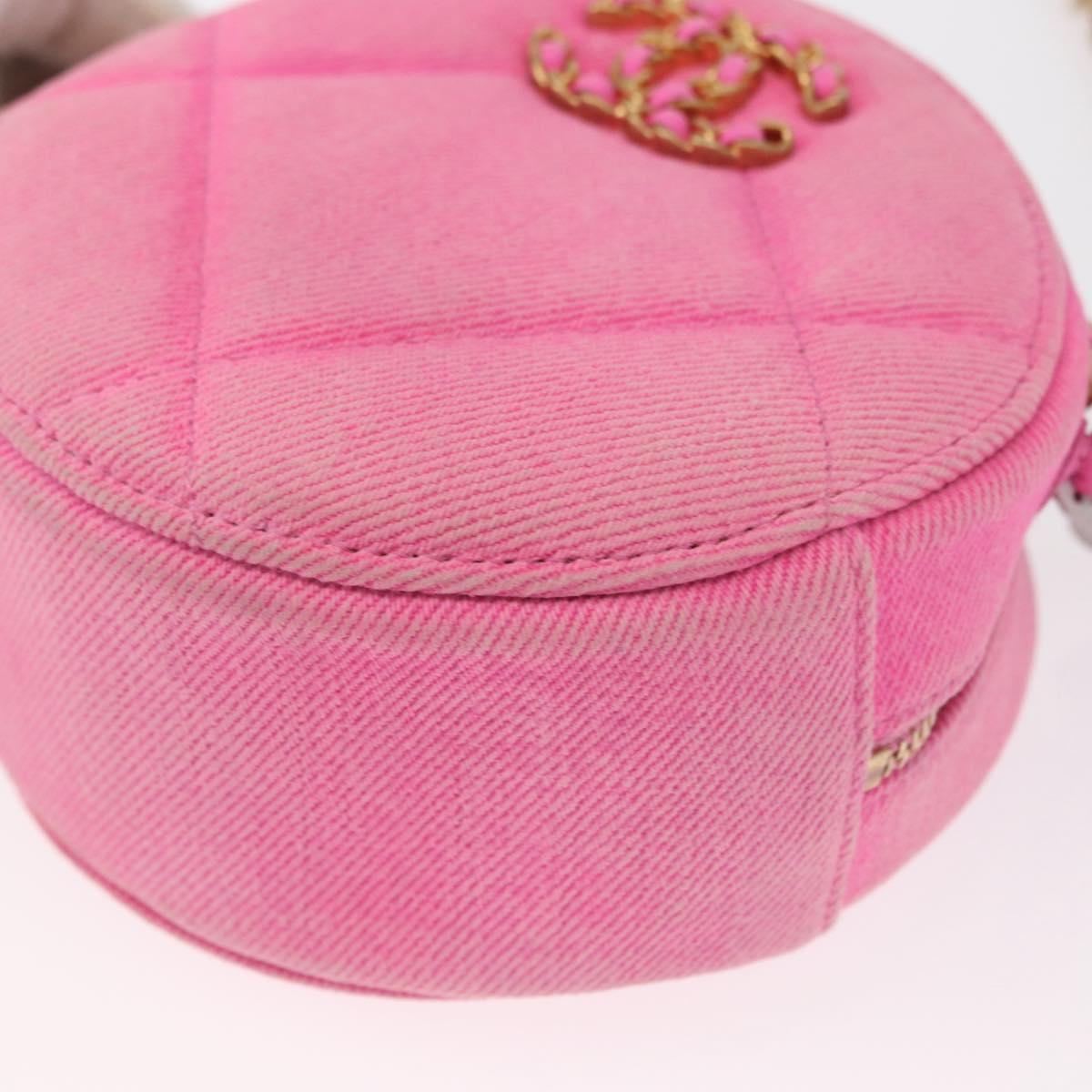 CHANEL Matelasse Chain Shoulder Bag Canvas Pink Gold CC Auth bs32090