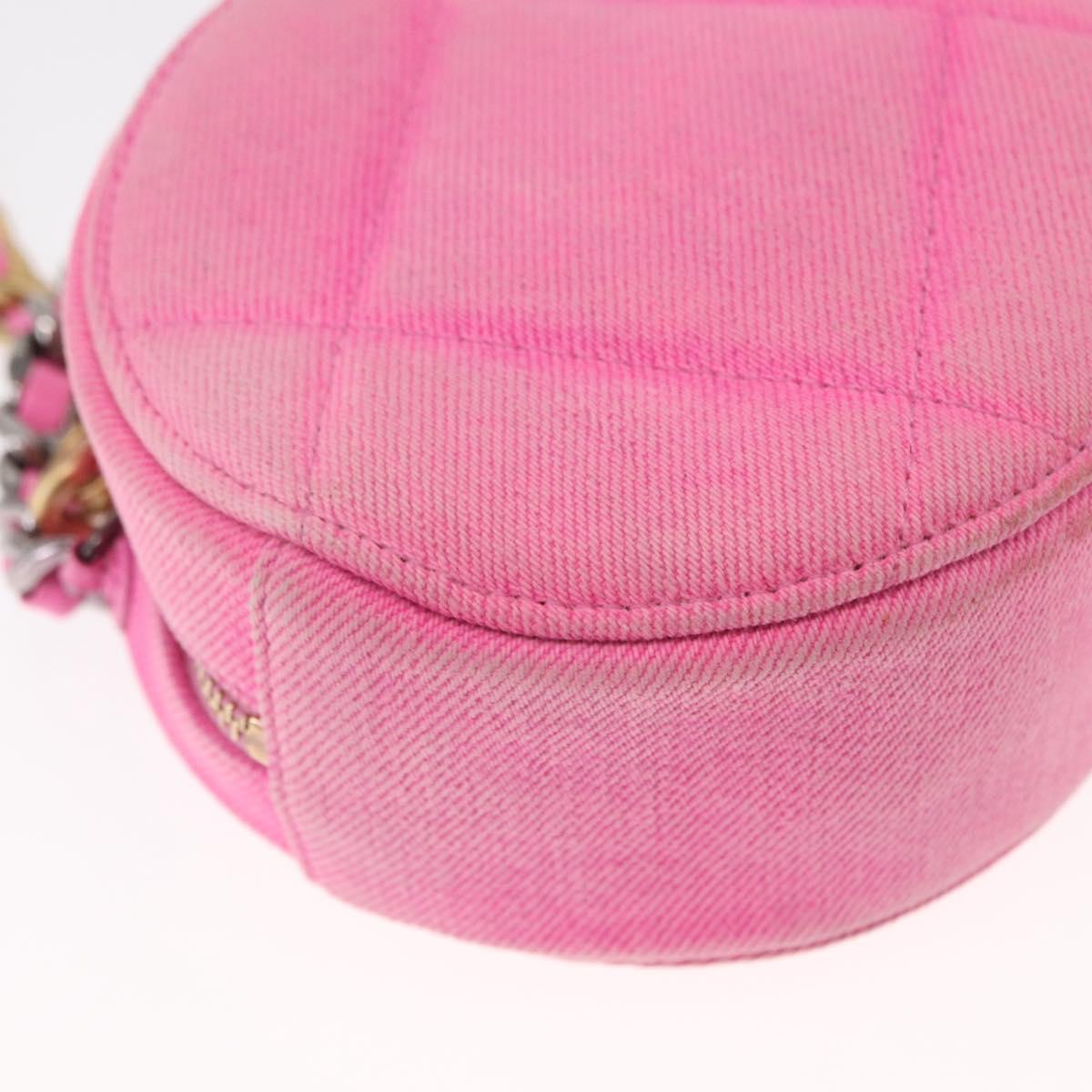 CHANEL Matelasse Chain Shoulder Bag Canvas Pink Gold CC Auth bs32090