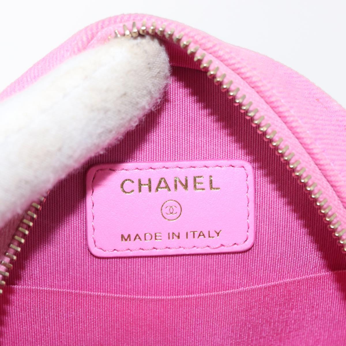 CHANEL Matelasse Chain Shoulder Bag Canvas Pink Gold CC Auth bs32090