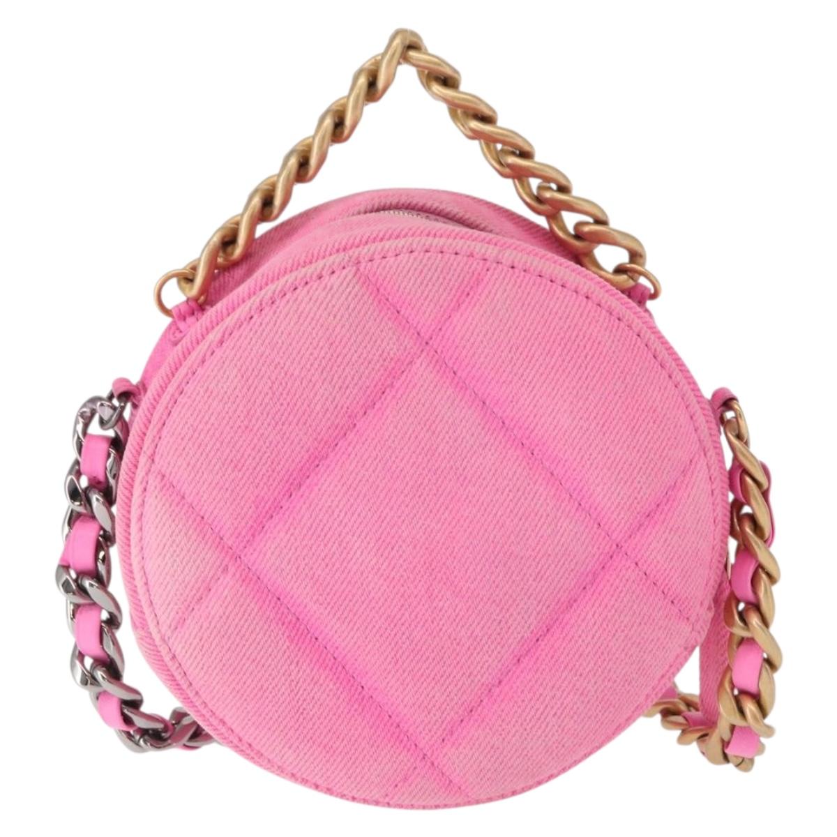 CHANEL Matelasse Chain Shoulder Bag Canvas Pink Gold CC Auth bs32090