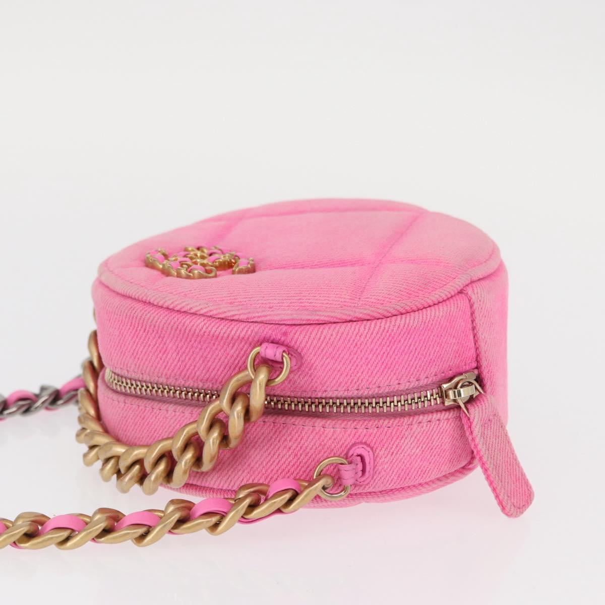 CHANEL Matelasse Chain Shoulder Bag Canvas Pink Gold CC Auth bs32090
