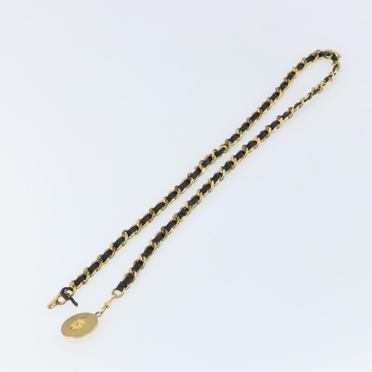 CHANEL Chain Belt metal Gold CC Auth bs32091