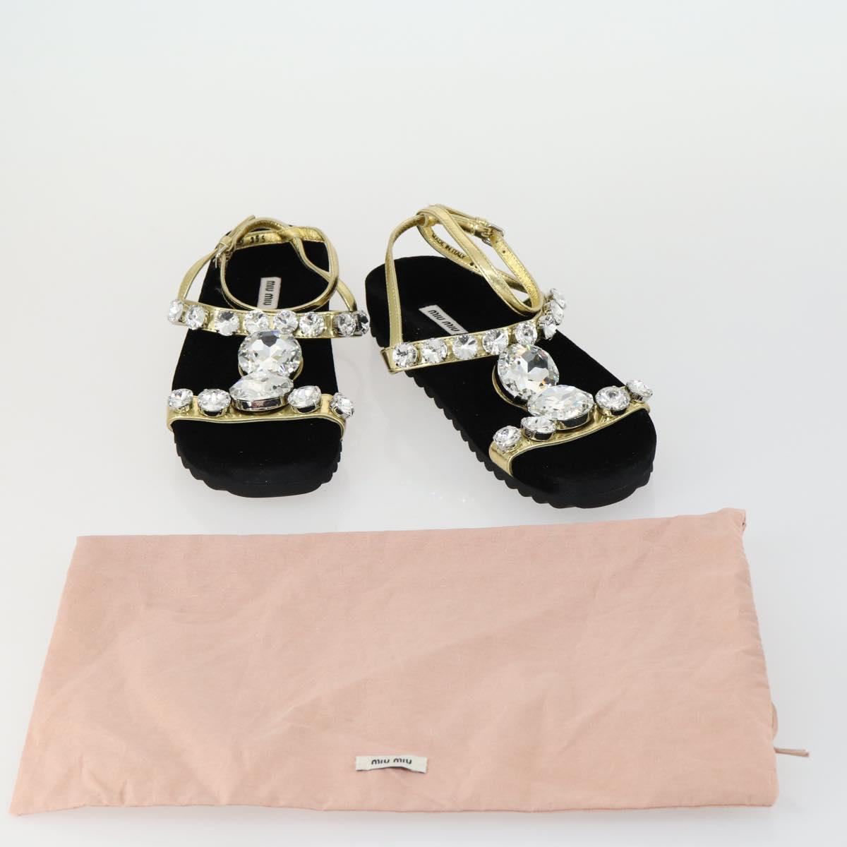 Miu Miu Sandals Leather Suede Black Auth bs32095