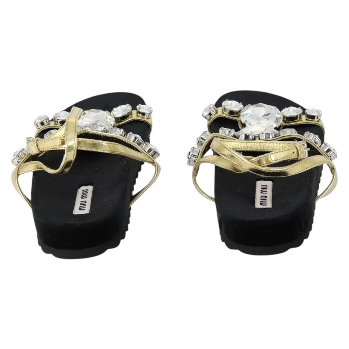 Miu Miu Sandals Leather Suede Black Auth bs32095
