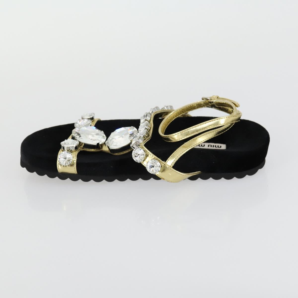 Miu Miu Sandals Leather Suede Black Auth bs32095