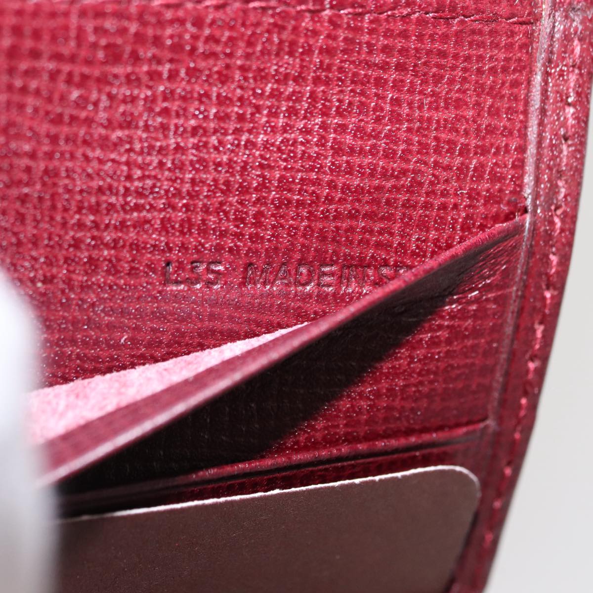CARTIER Must Line Bifold Wallet Leather Bordeaux Gold Auth bs32096