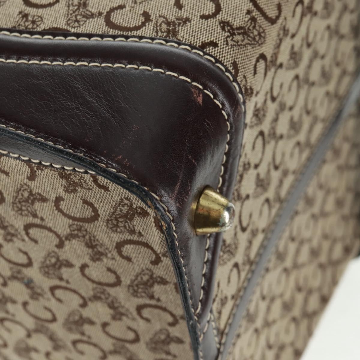 CELINE C Sulky Boston Bag Canvas Brown Gold Auth bs32098