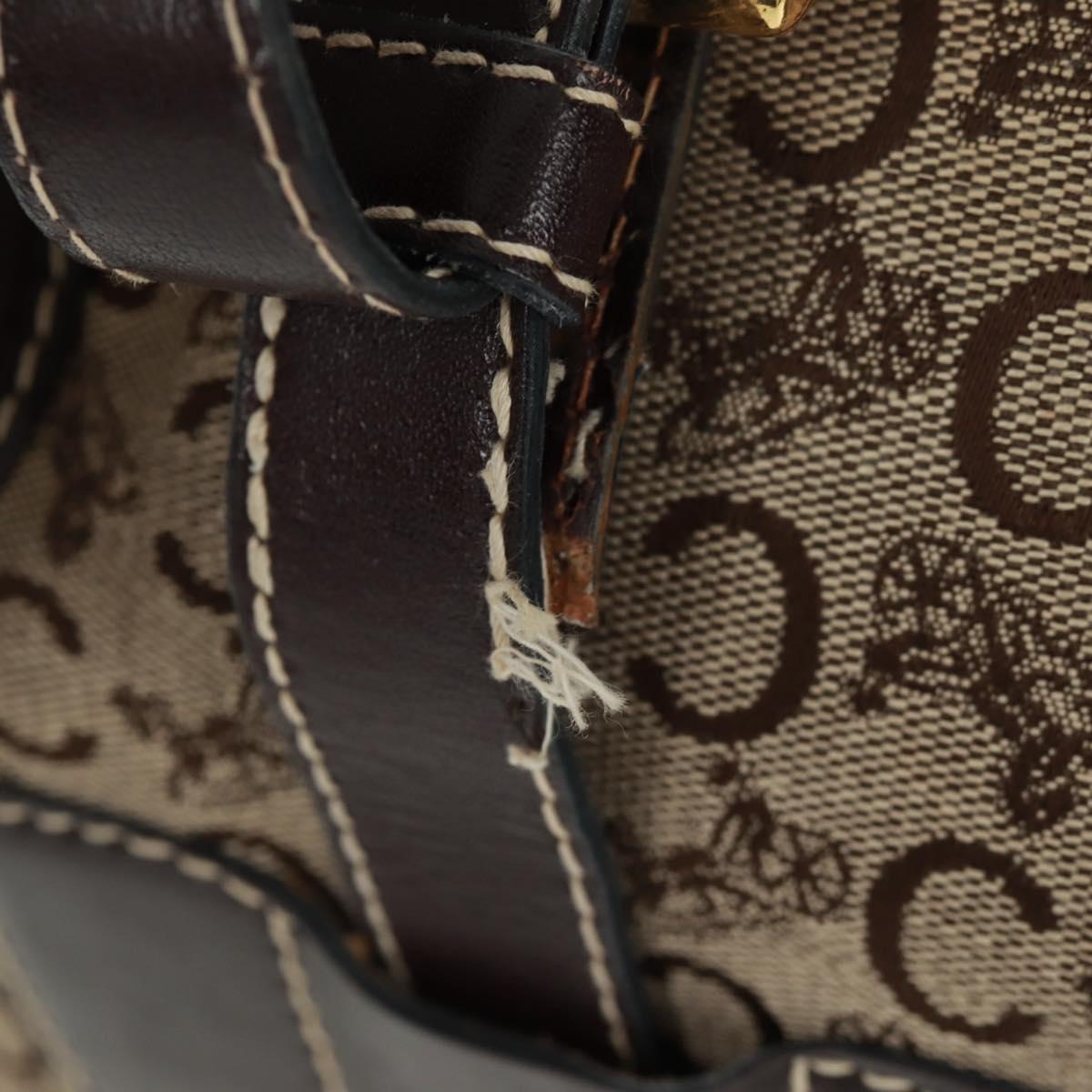 CELINE C Sulky Boston Bag Canvas Brown Gold Auth bs32098