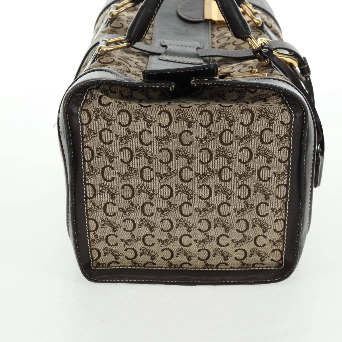 CELINE C Sulky Boston Bag Canvas Brown Gold Auth bs32098