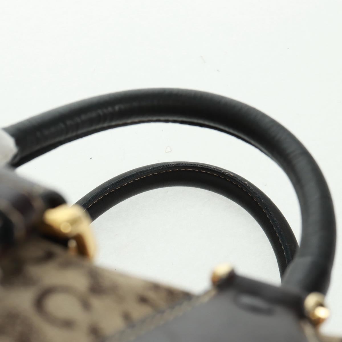 CELINE C Sulky Boston Bag Canvas Brown Gold Auth bs32098