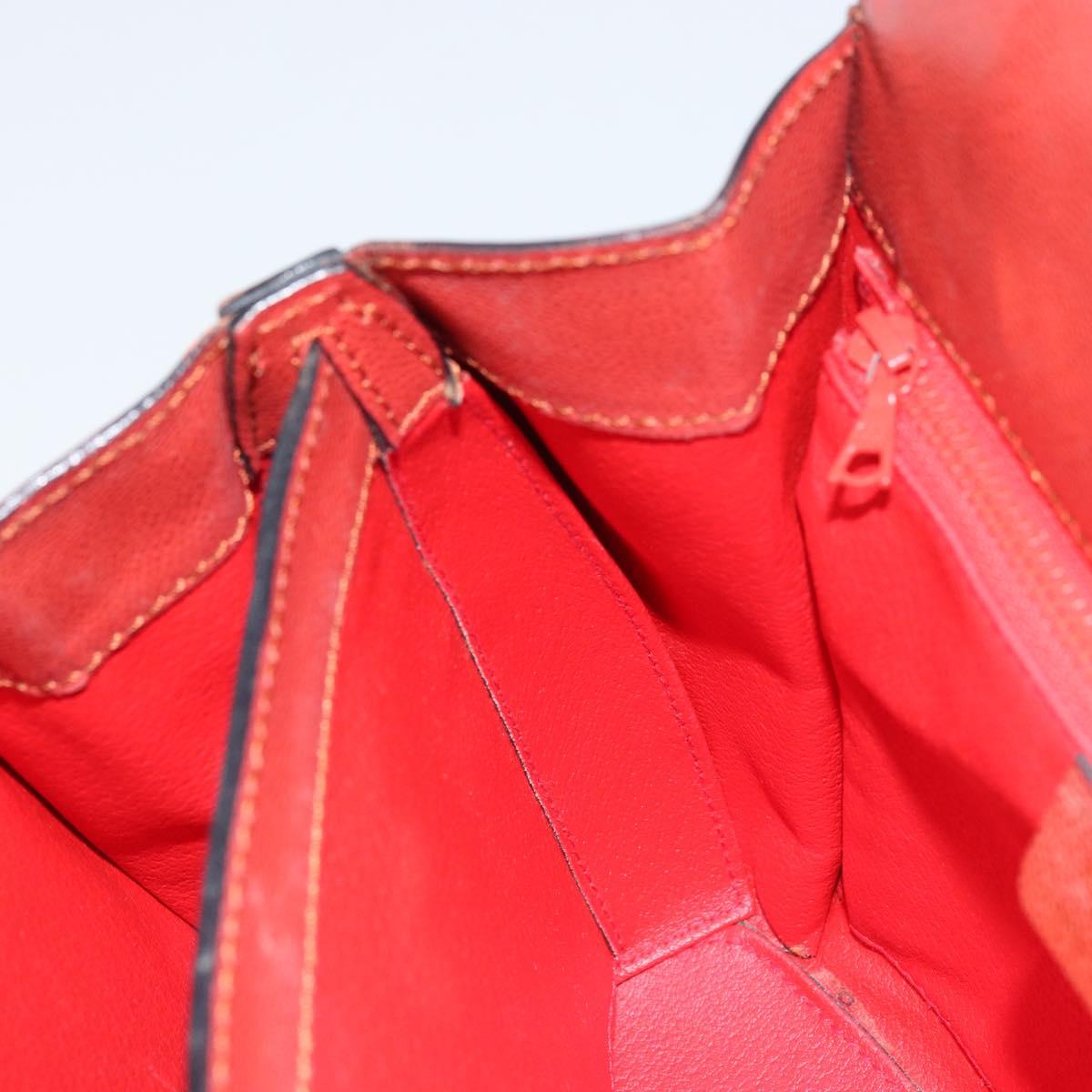 CELINE Hand Bag Leather Red Gold Auth bs32099