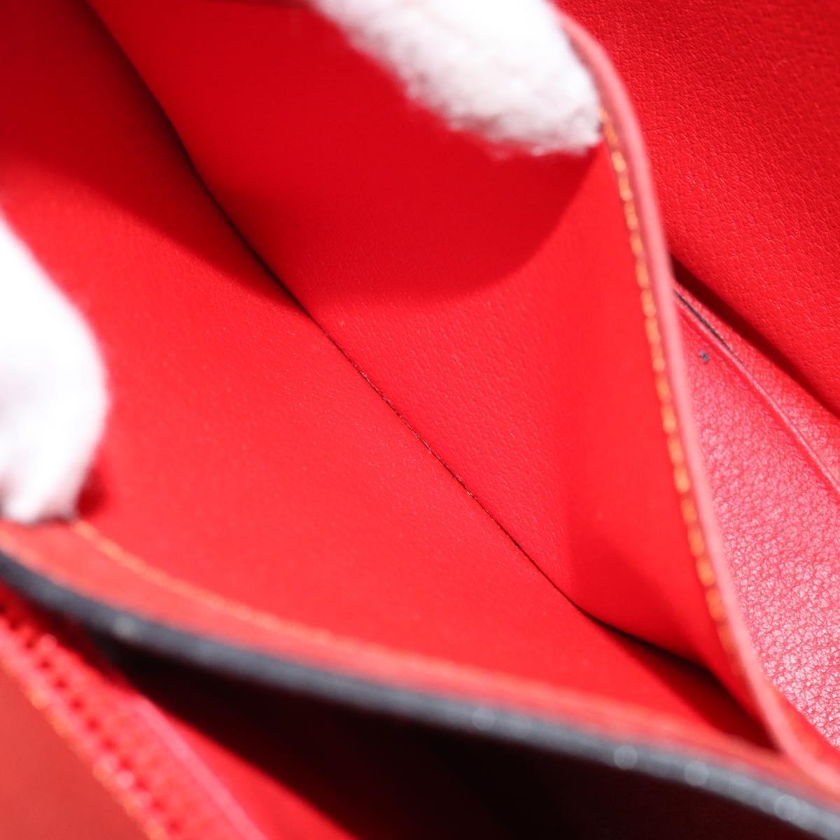 CELINE Hand Bag Leather Red Gold Auth bs32099