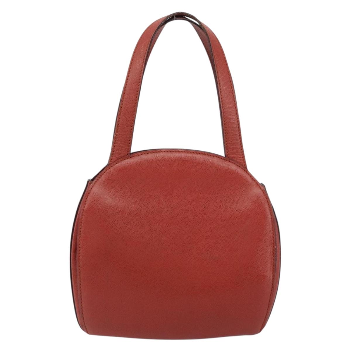 CELINE Hand Bag Leather Red Gold Auth bs32099