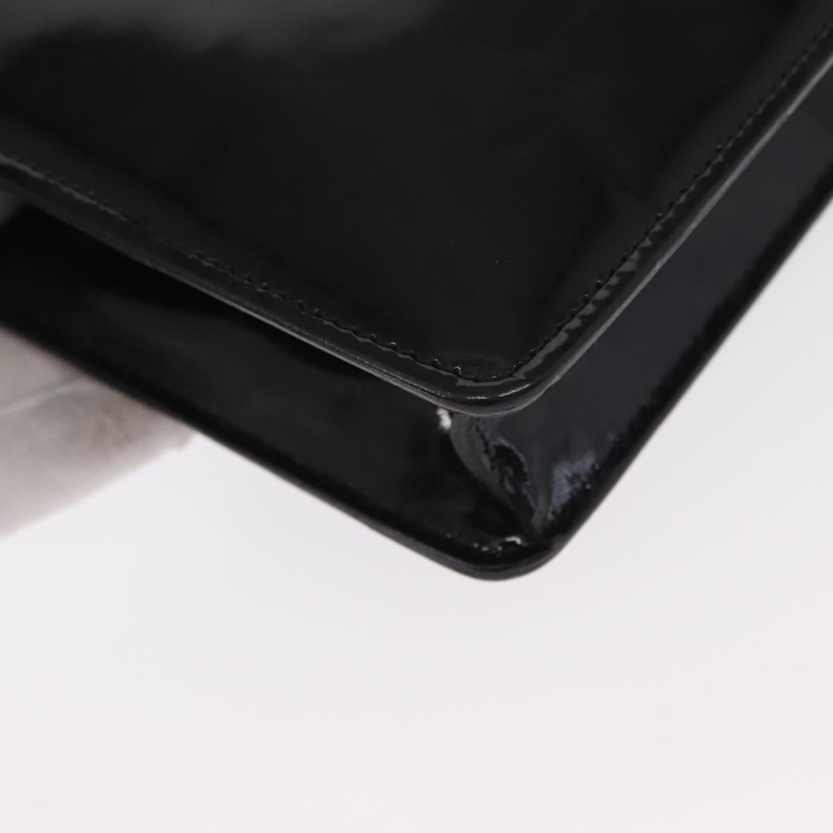 CELINE Clutch Bag Enamel Black Gold Auth bs32100