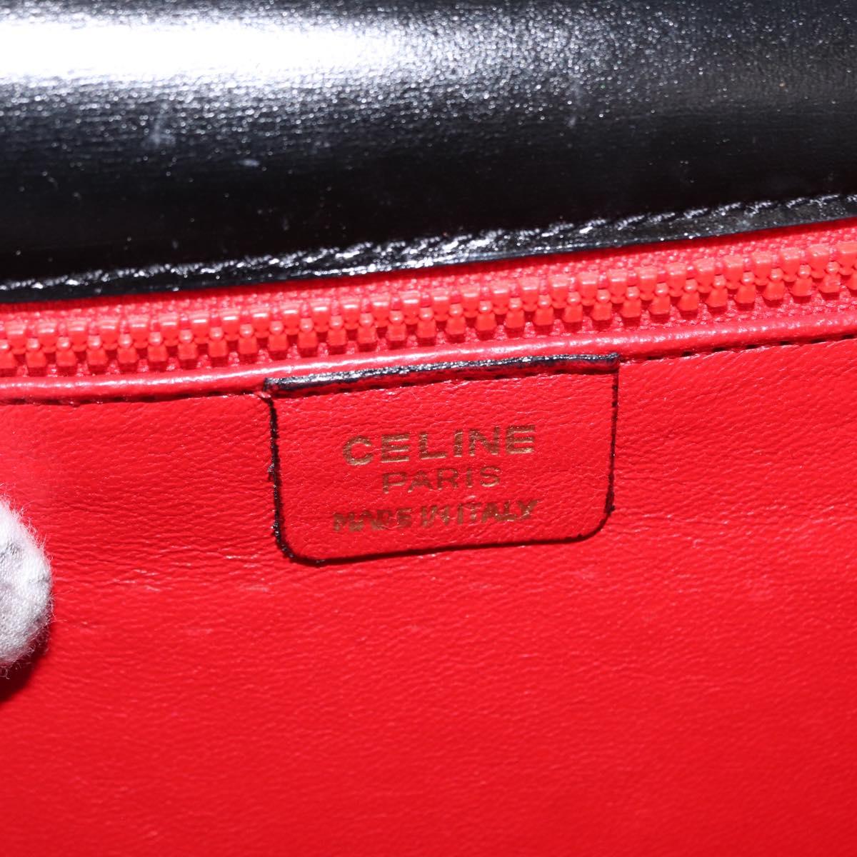 CELINE Clutch Bag Enamel Black Gold Auth bs32100